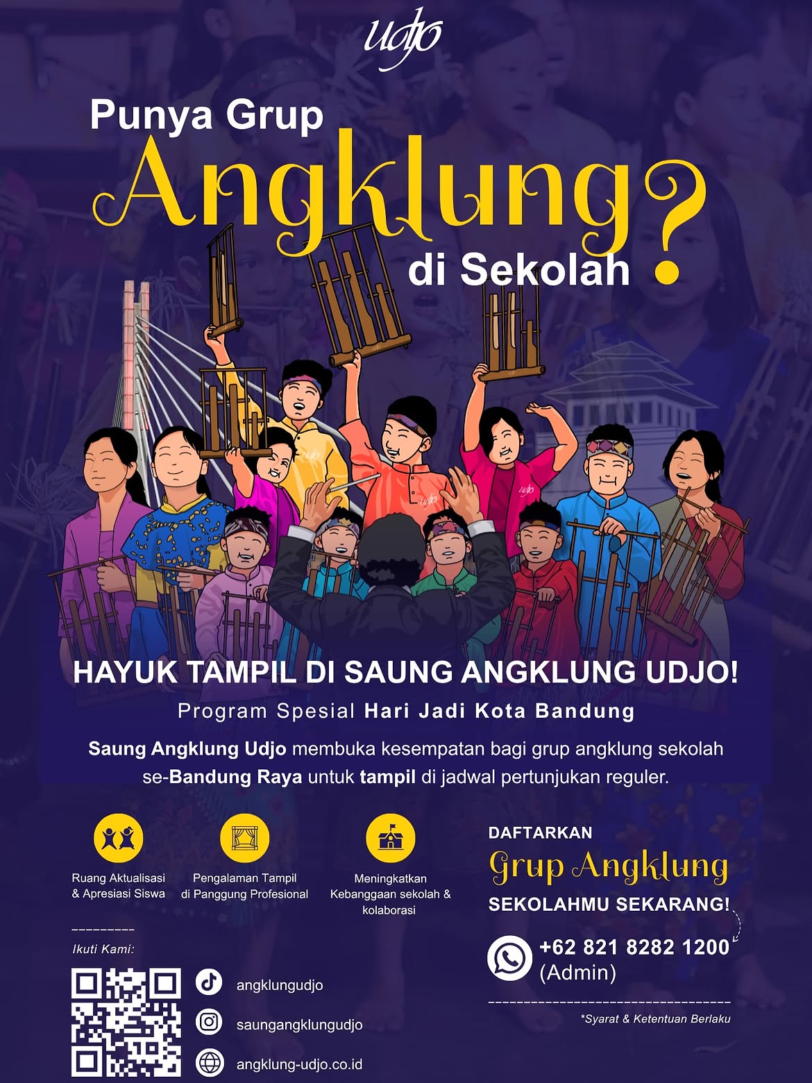 Punya Grup Angklung di sekolah? mau coba tampil di Udjo? 👀